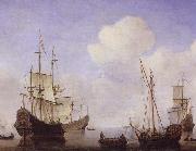 VELDE, Willem van de, the Younger Ships riding quietly at anchor France oil painting artist
